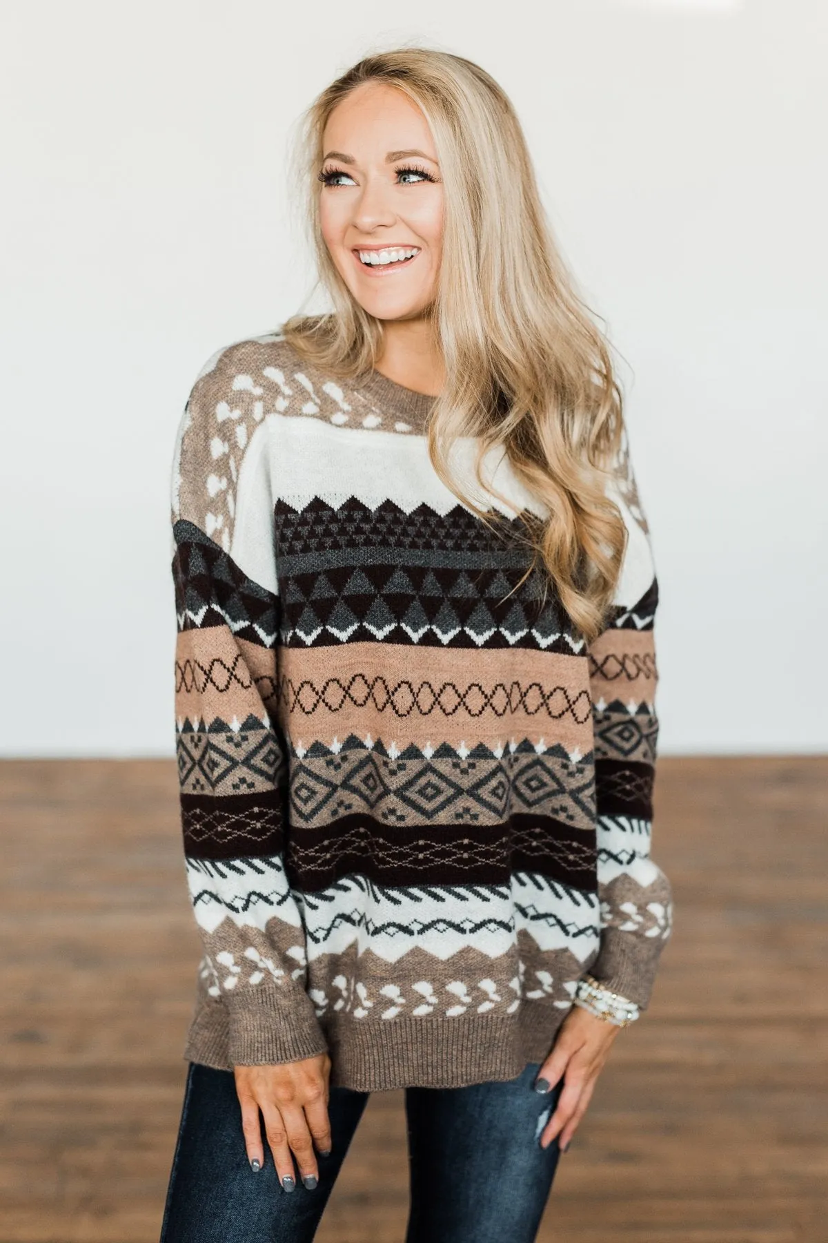 Faithful Feelings Thick Knit Sweater- Taupe, Charcoal, Ivory