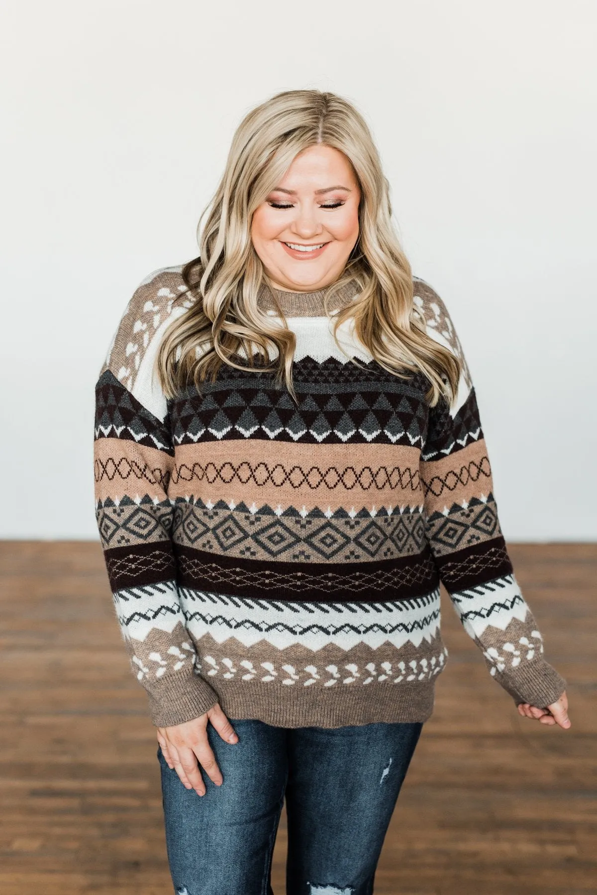 Faithful Feelings Thick Knit Sweater- Taupe, Charcoal, Ivory