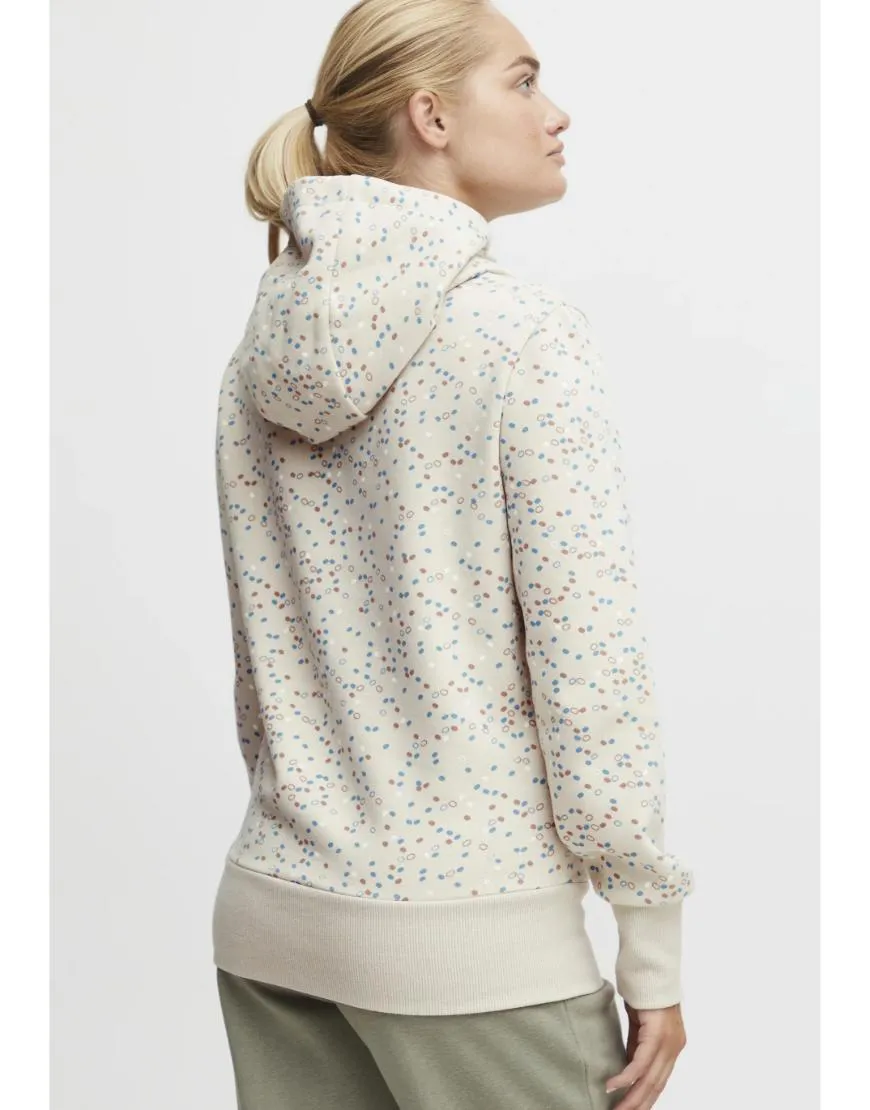 Fleece Hoodie Dots Pattern-Cream