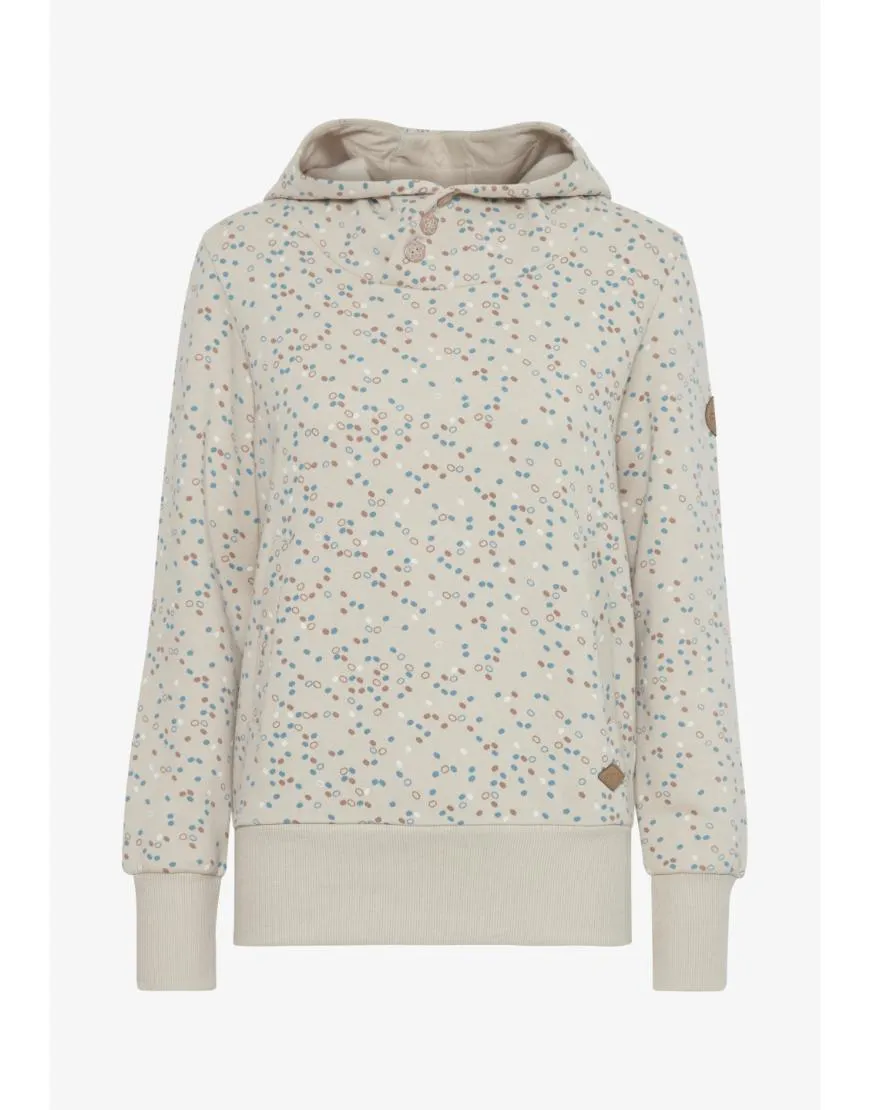 Fleece Hoodie Dots Pattern-Cream