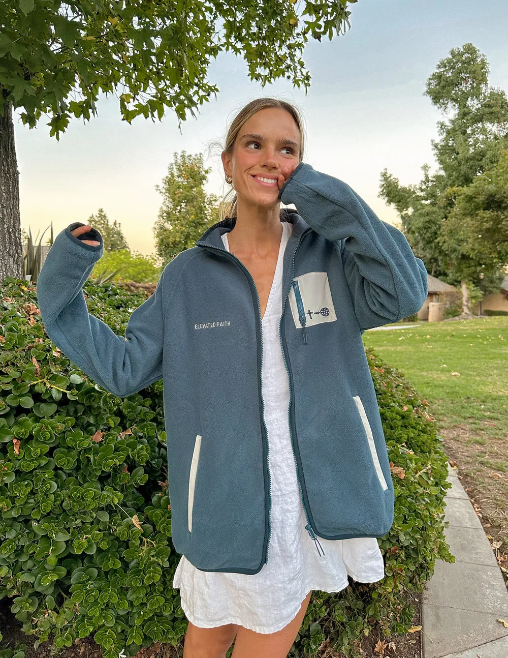 Full-Zip Blue Fleece Jacket