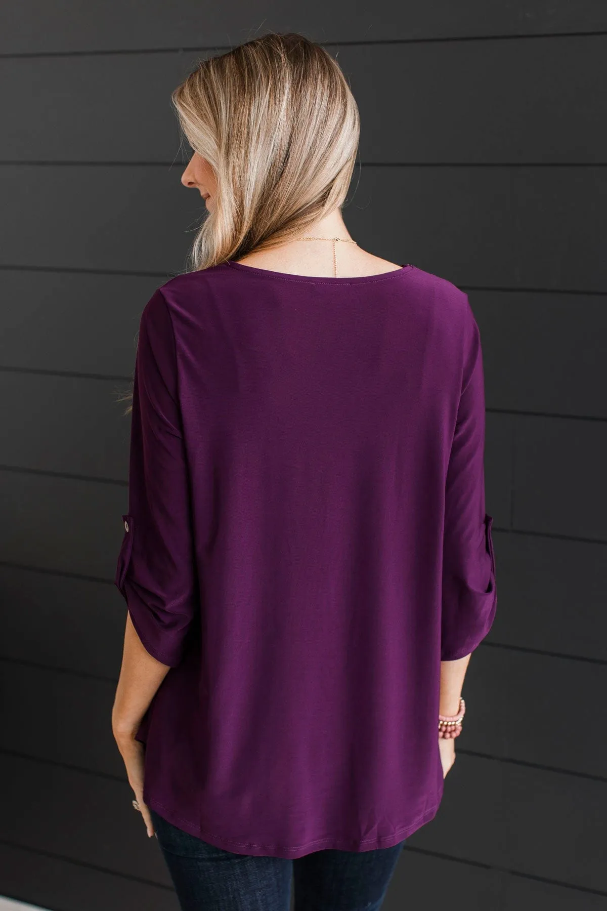 Getting Excited V-Neck Top- Plum