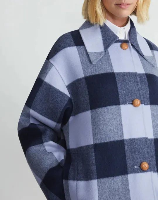 GINGHAM WOOL-CASHMERE DOUBLE FACE OVERSIZED SWING COAT