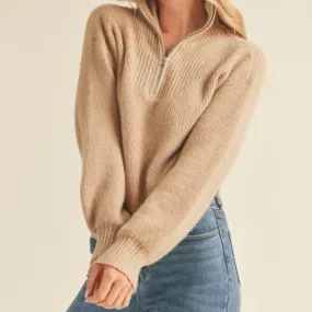 Give Me More Mock Neck Sweater Taupe