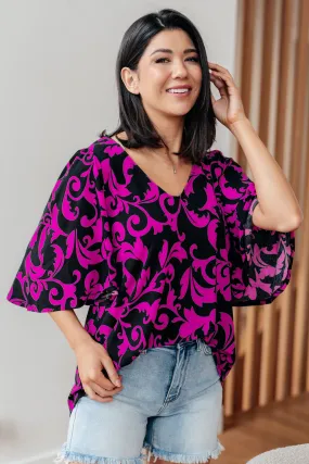 Gracie V-Neck Top in Magenta