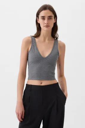 Grey Built-in-Bra V Neck Top