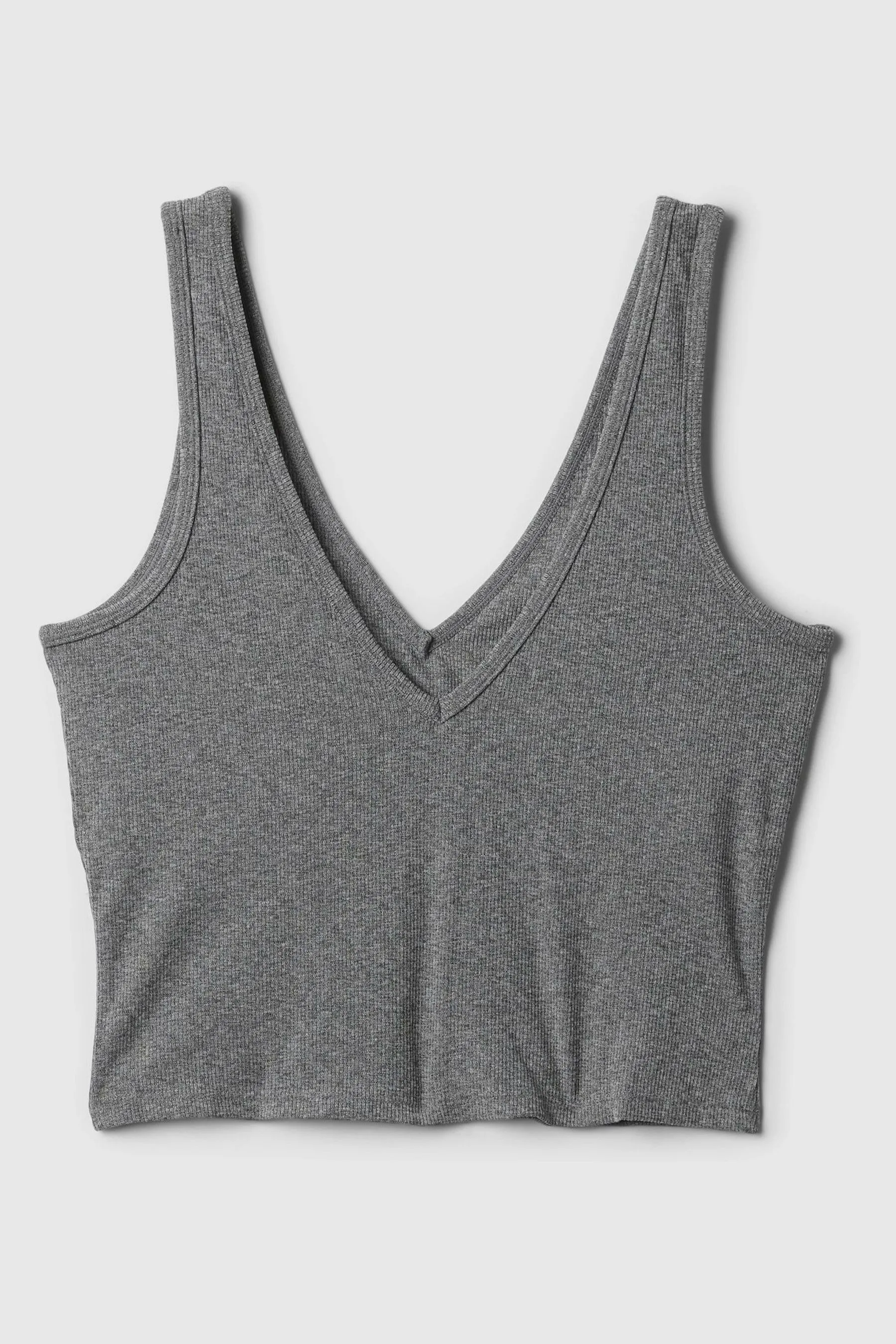 Grey Built-in-Bra V Neck Top