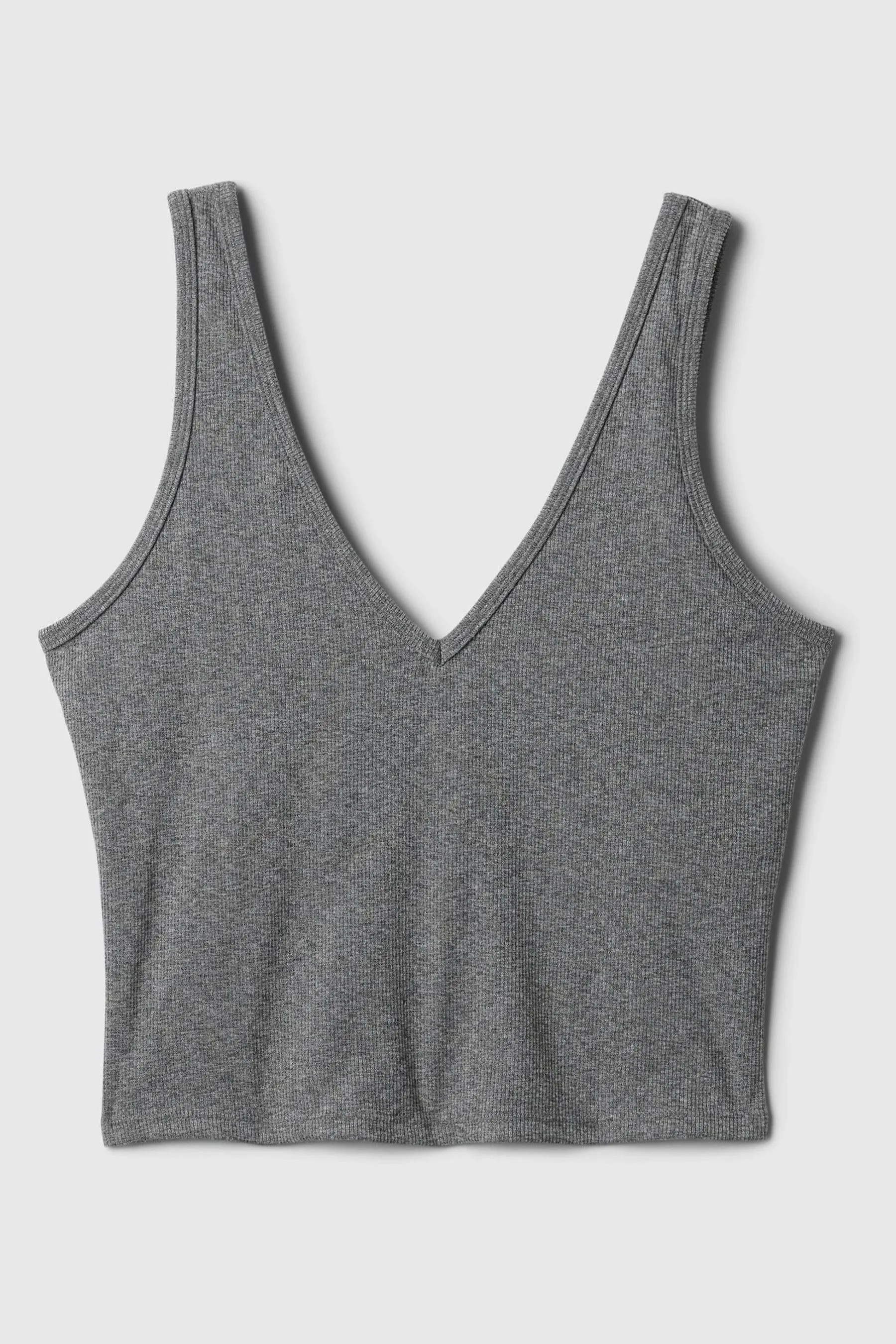 Grey Built-in-Bra V Neck Top