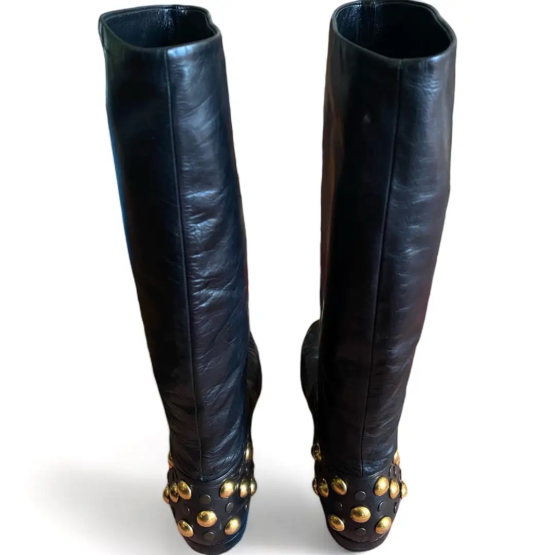 Gucci Studded Leather Riding Boots