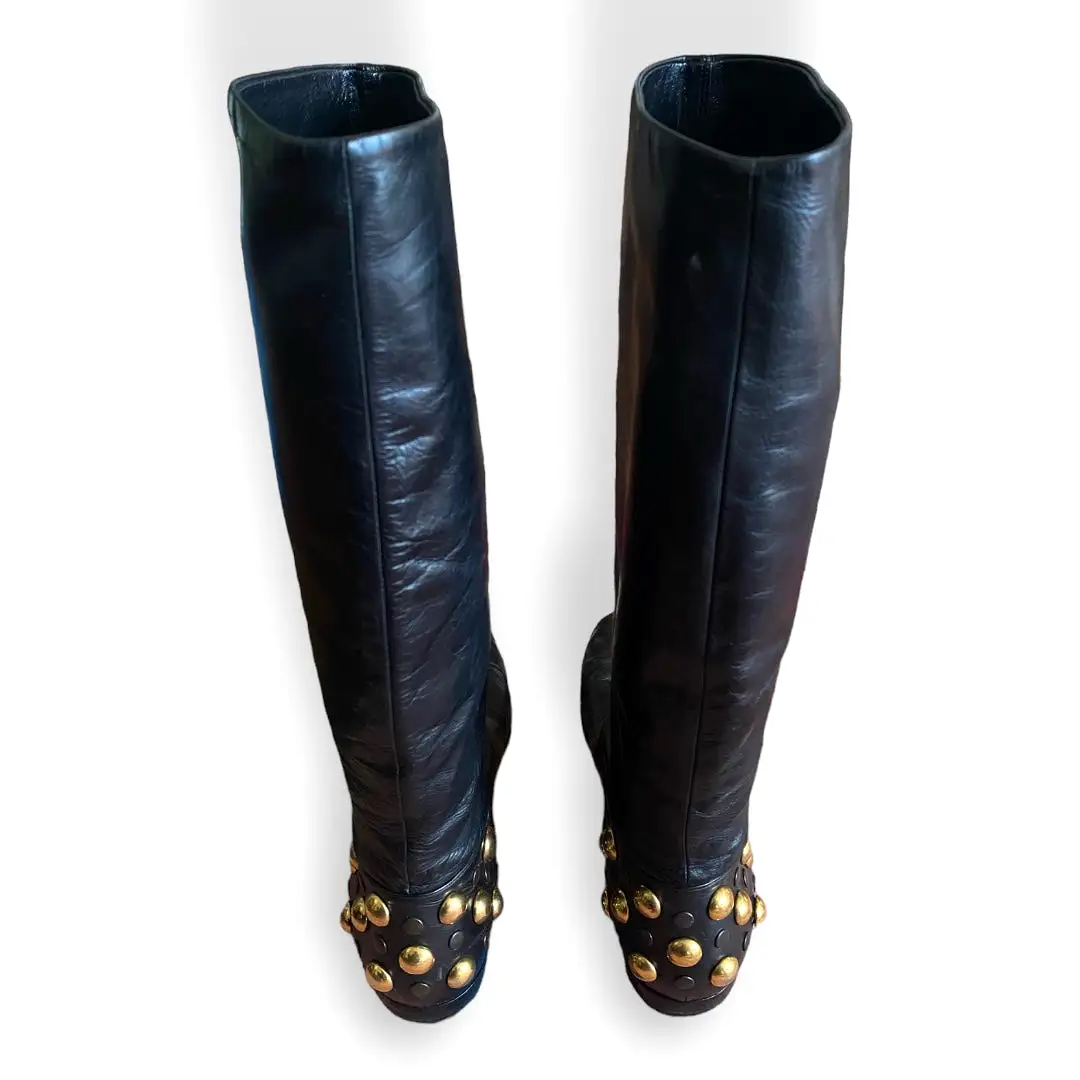 Gucci Studded Leather Riding Boots