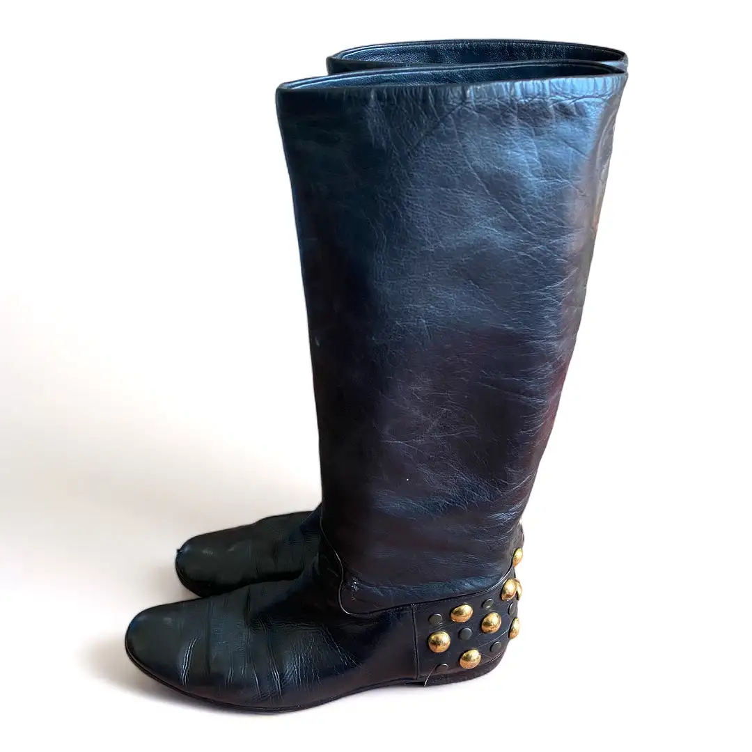 Gucci Studded Leather Riding Boots