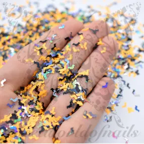 Halloween Nails Mix Color Bat Confetti