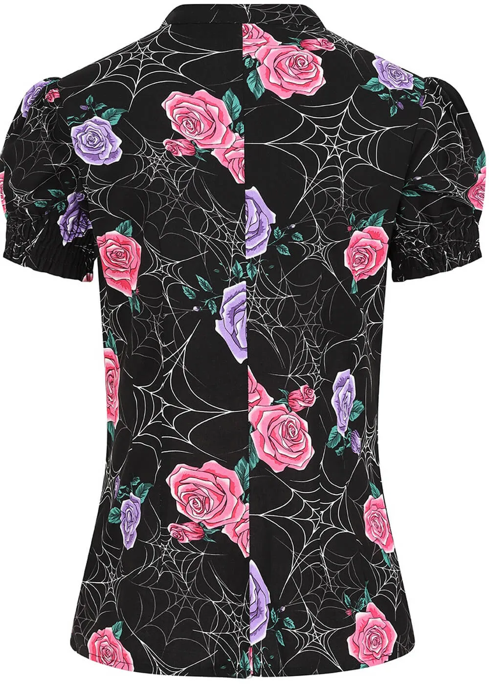 Hell Bunny Eloise Spiderweb 50's Blouse Black