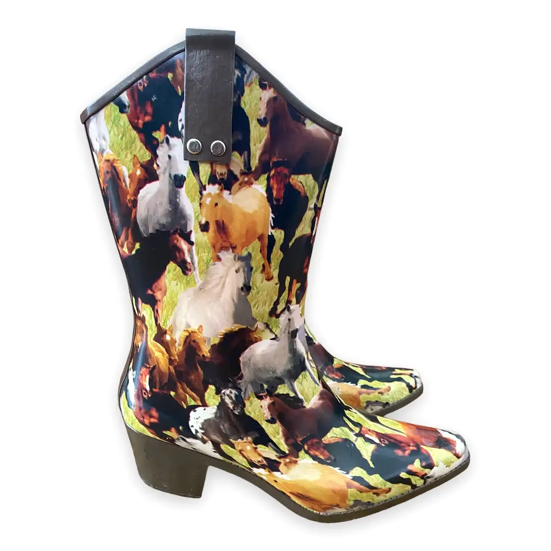 Henry Ferrera Horse Print Southwestern Rain Boots