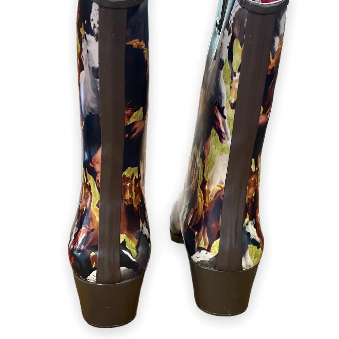 Henry Ferrera Horse Print Southwestern Rain Boots