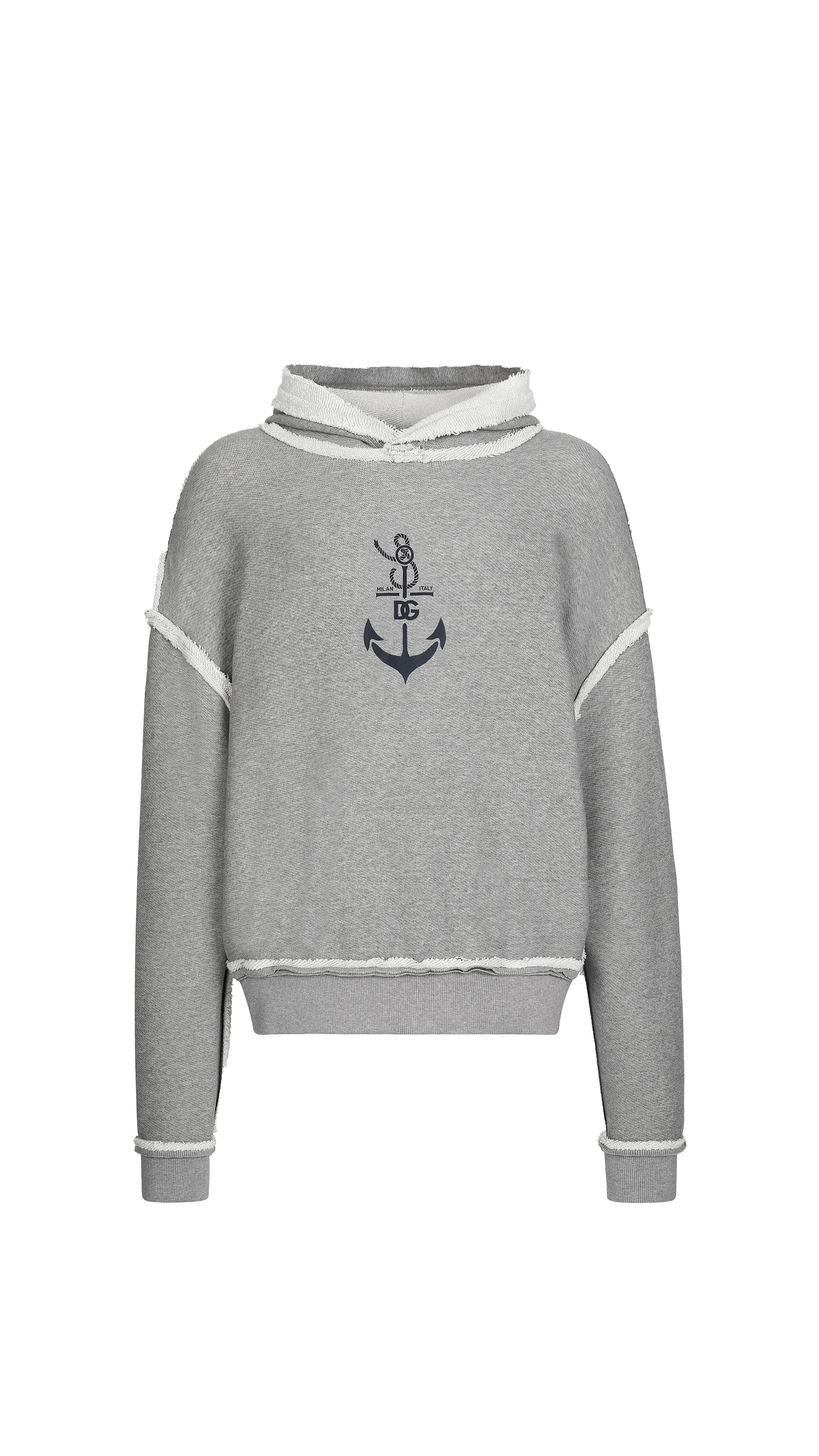 Hoodie With Marina Print - Grey