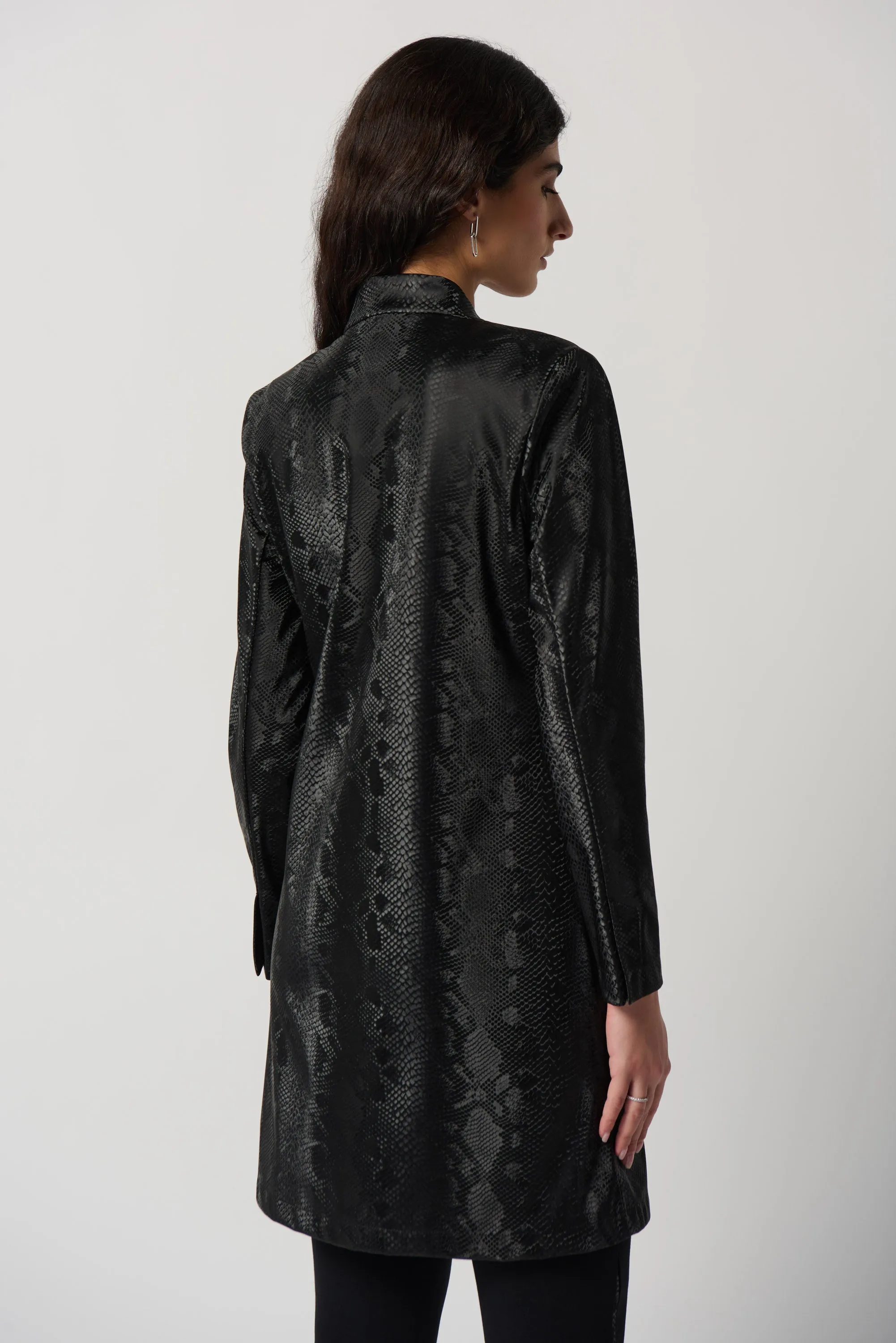 Joseph Ribkoff Faux Leather Snakeprint A-Line Coat