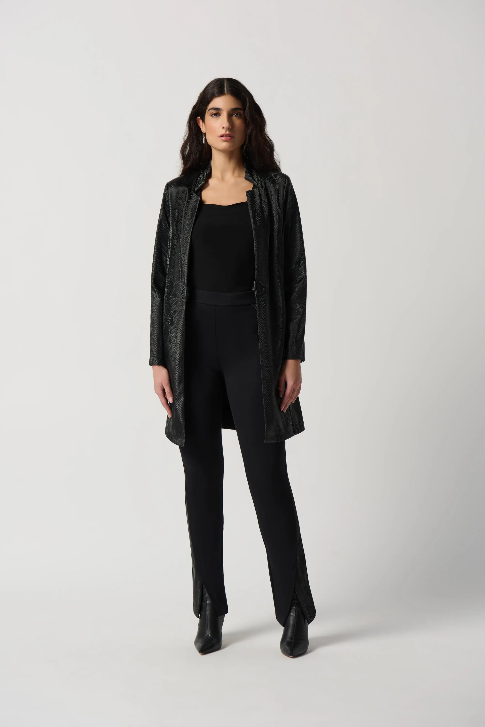 Joseph Ribkoff Faux Leather Snakeprint A-Line Coat