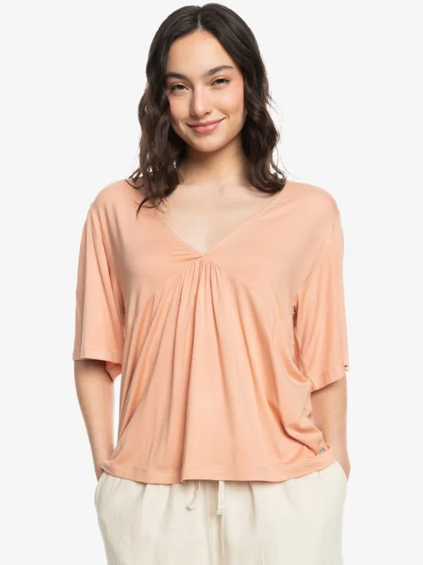 Just An Illusion - Draped V Neck Top for Women