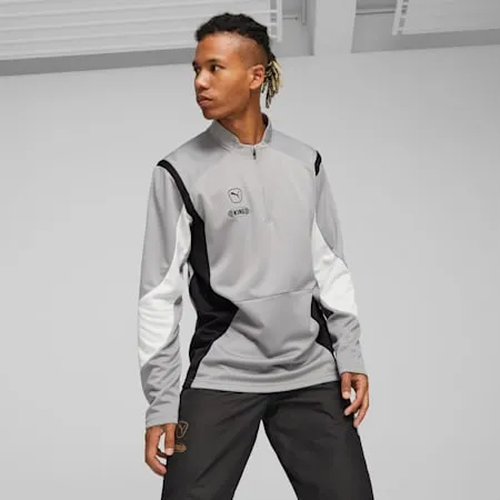 KING Pro Men's Quarter-Zip Football Top | Concrete Gray-PUMA White | PUMA Shoes | PUMA 