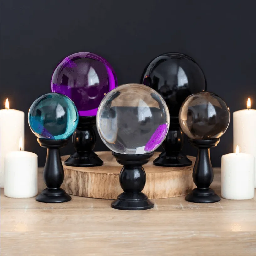 Large Black Crystal Ball on Stand