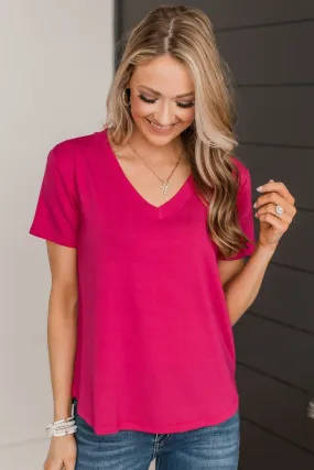 Living Simple V-Neck Top- Fuchsia