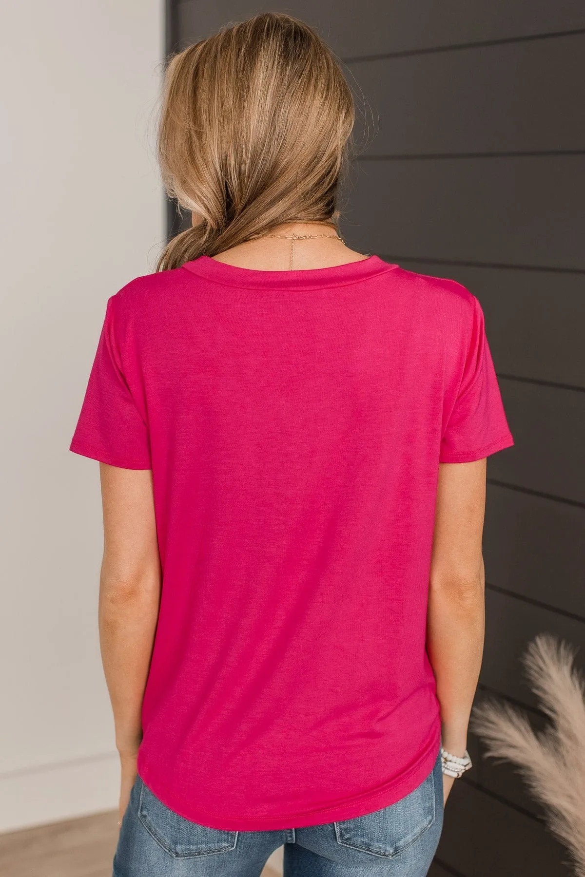 Living Simple V-Neck Top- Fuchsia