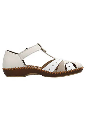 M1655 Ladies Beige Hook & Loop Shoes by Rieker | Look Again