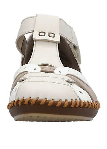 M1655 Ladies Beige Hook & Loop Shoes by Rieker | Look Again