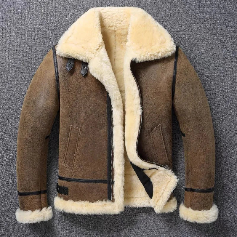 Men's Fur Genuine Leather Sheepskin Thickened Large Coat