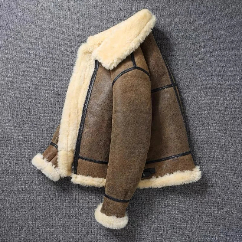 Men's Fur Genuine Leather Sheepskin Thickened Large Coat