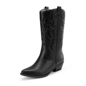 Mid Calf Western Cowboy Boots