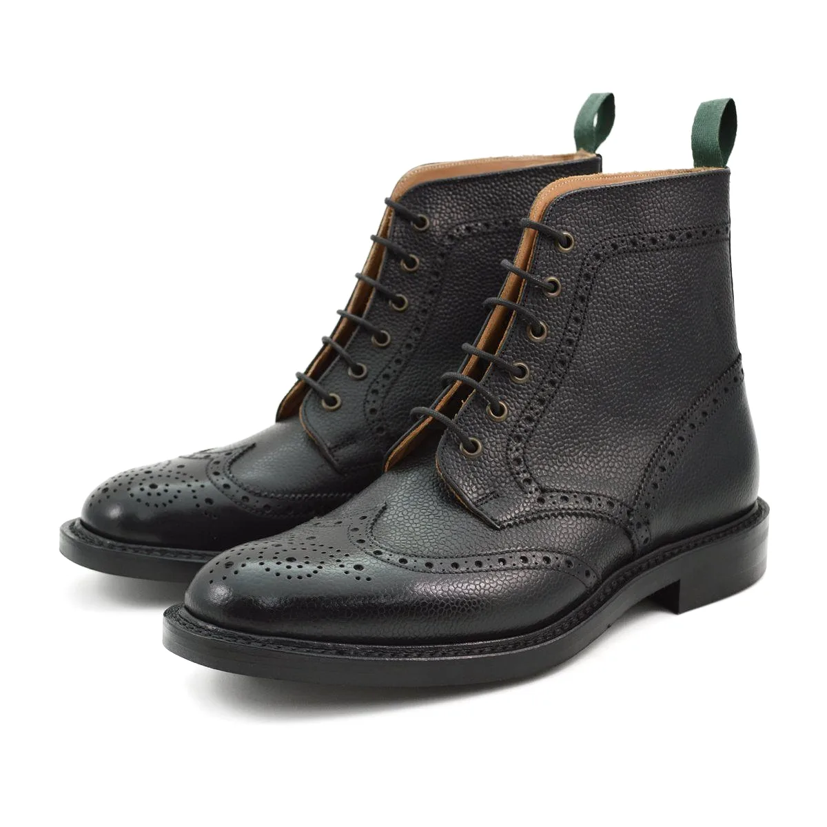 NPS HEATH Brogue Boots - Black Grain with Itshide Sole