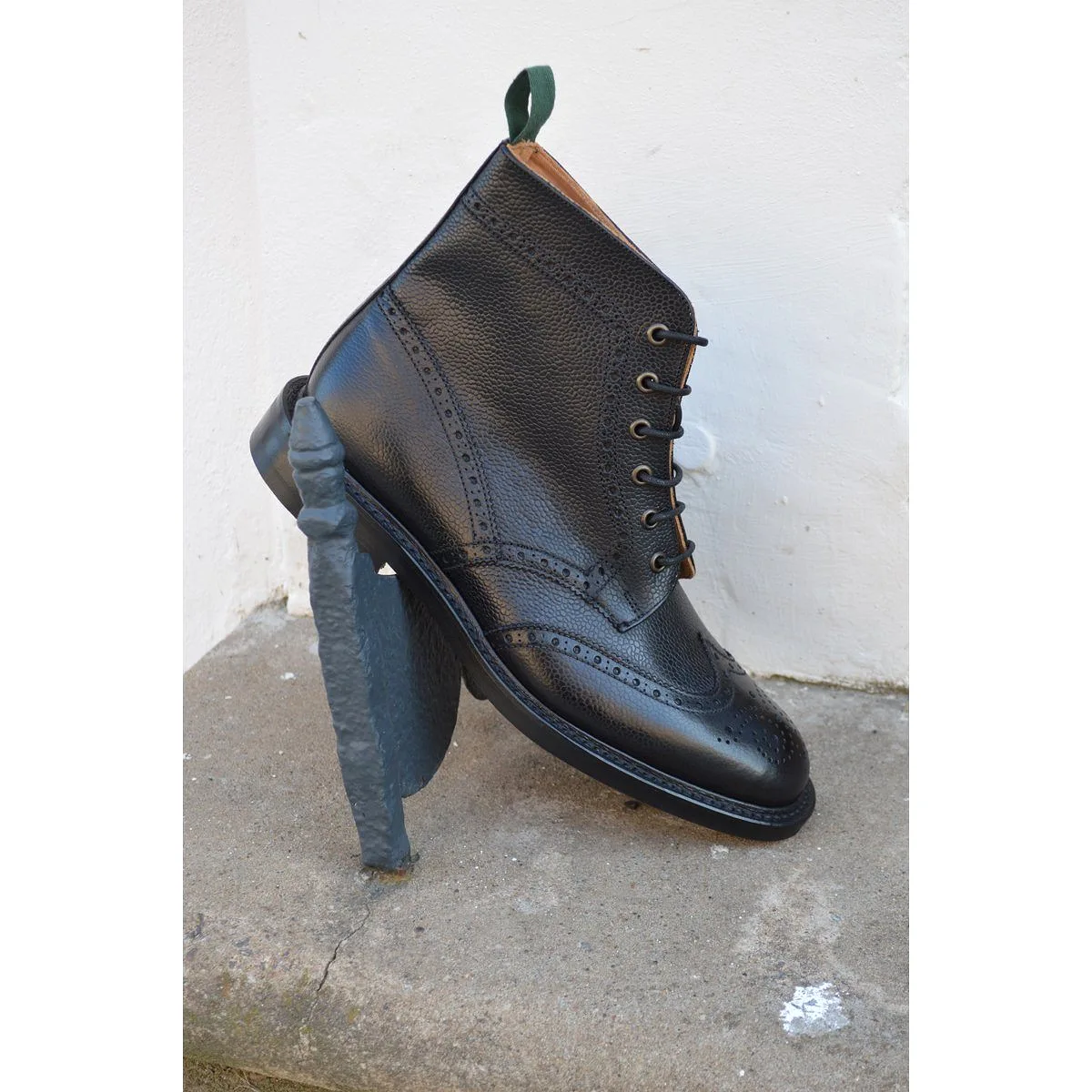 NPS HEATH Brogue Boots - Black Grain with Itshide Sole