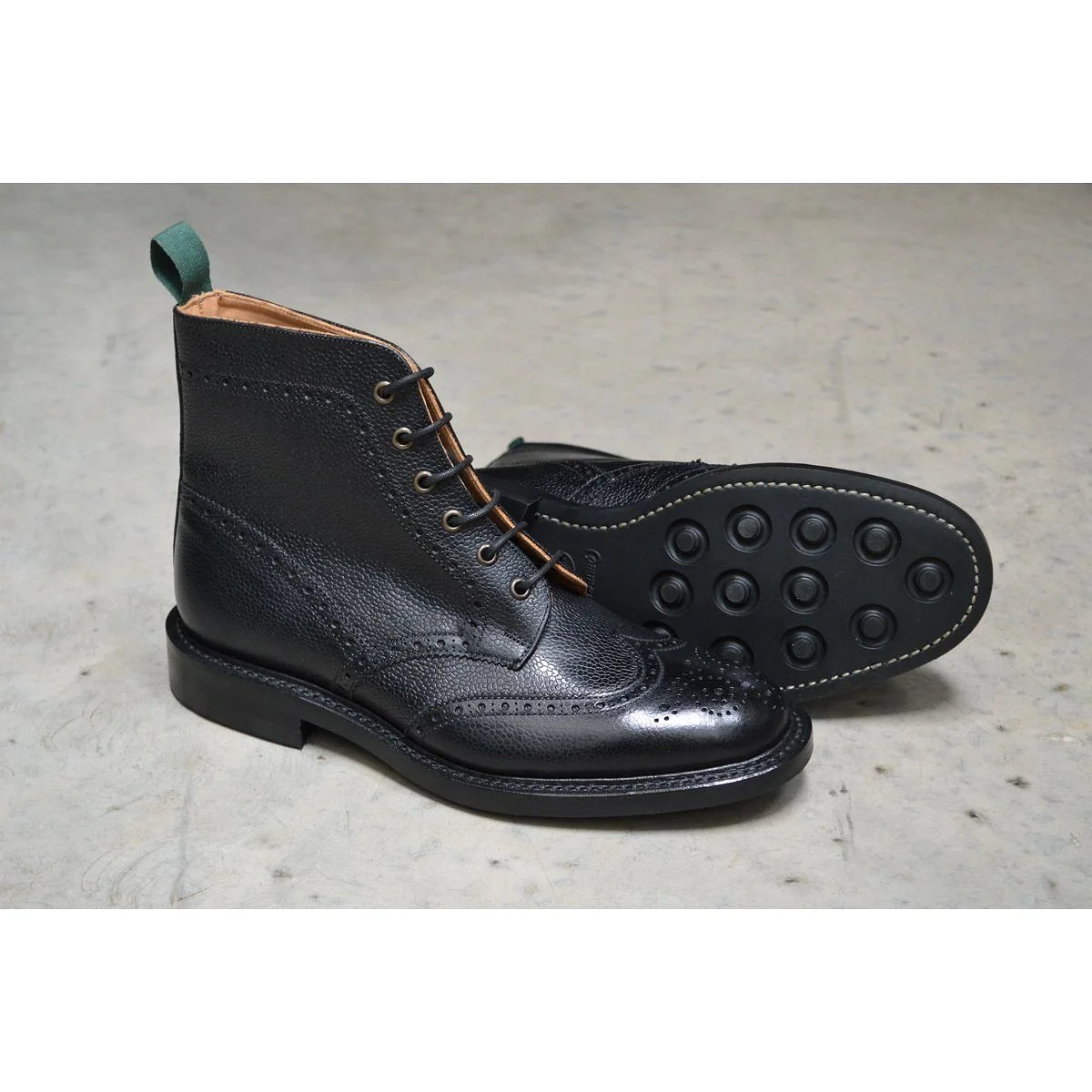 NPS HEATH Brogue Boots - Black Grain with Itshide Sole