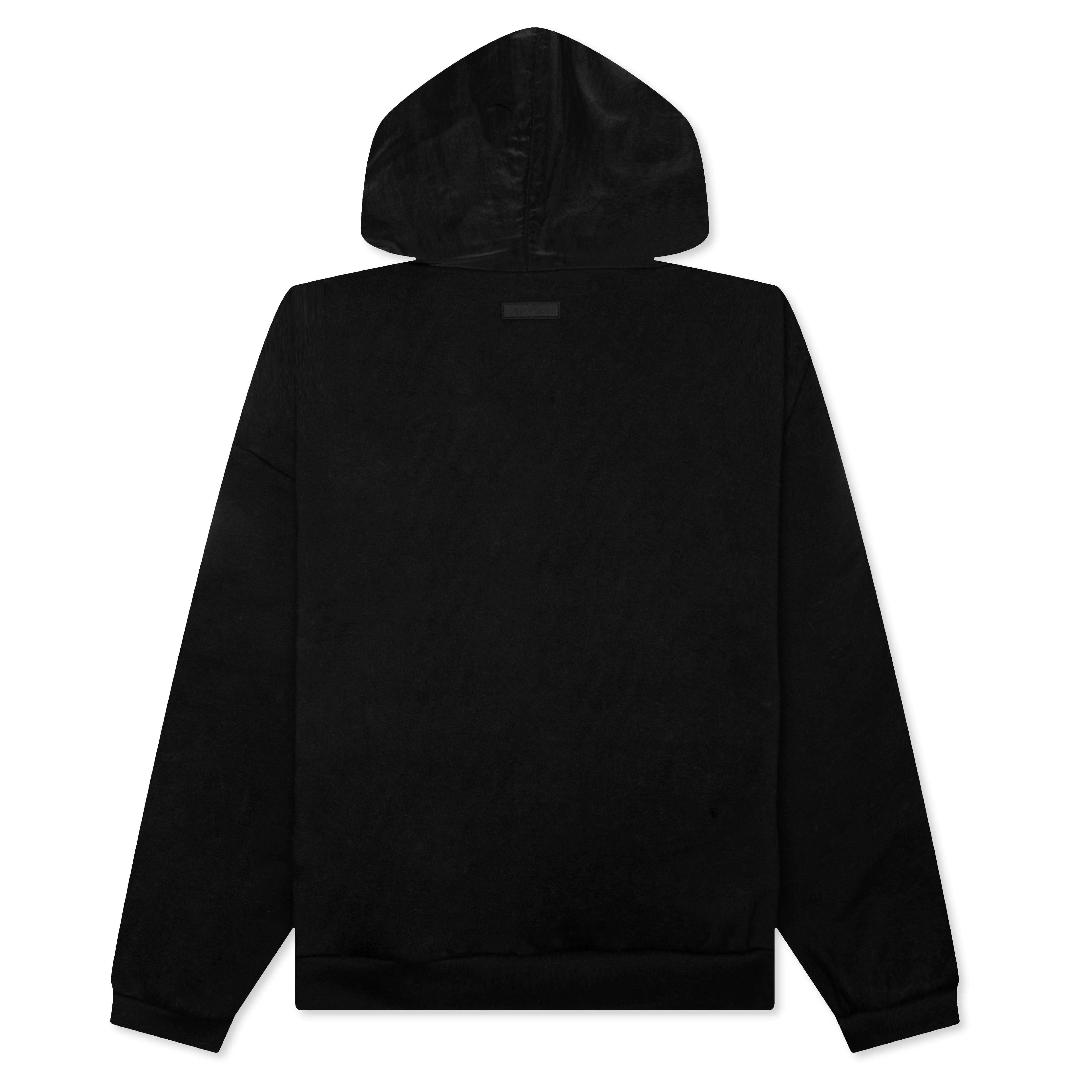 Nylon Fleece Hoodie - Jet Black