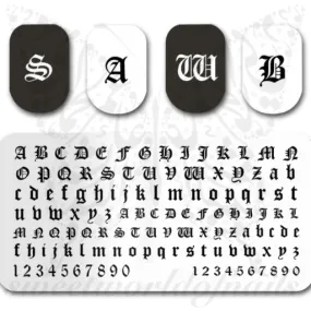 Old English Font Nail Art Stamping Plate