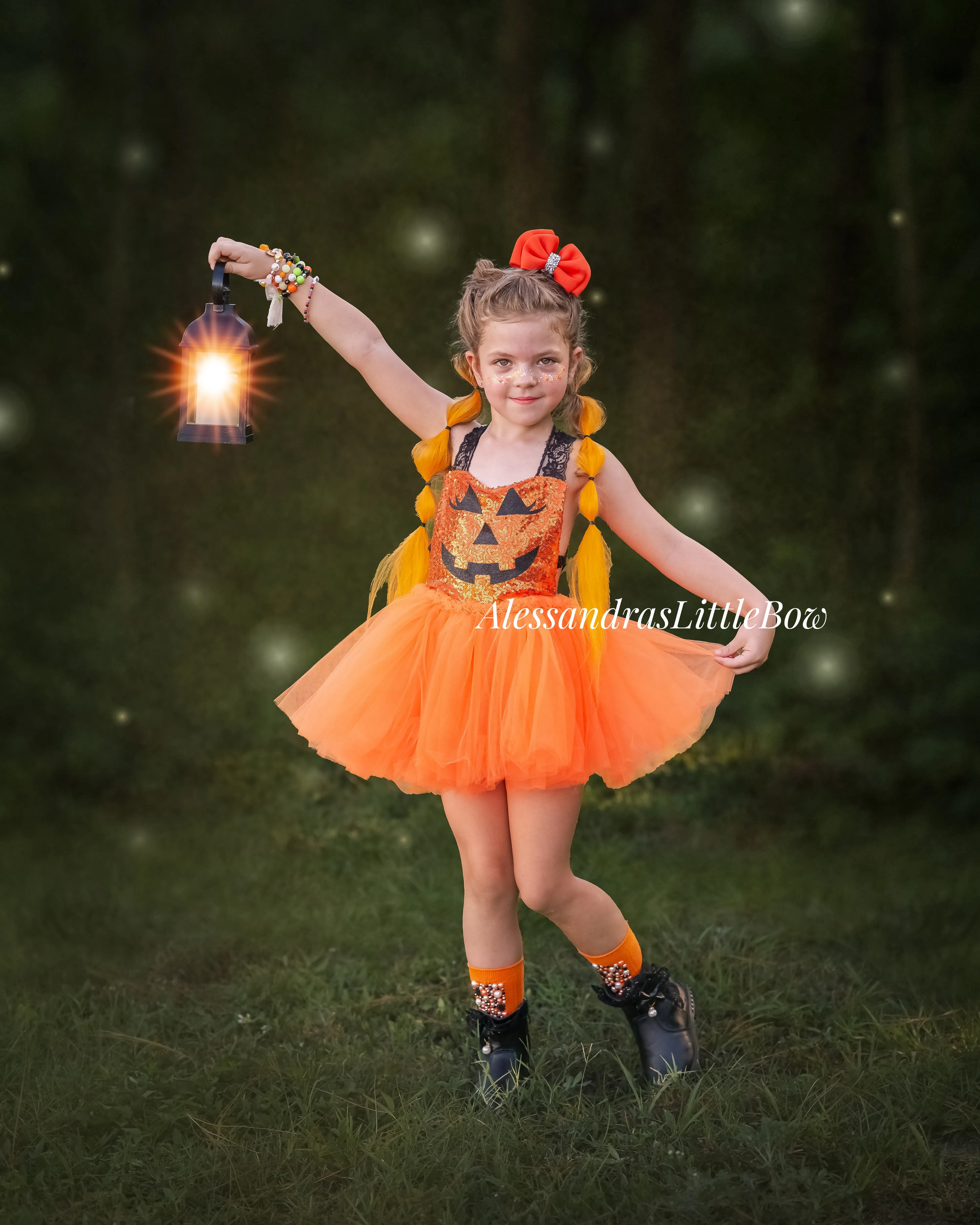 Orange Pumpkin Tutu Romper