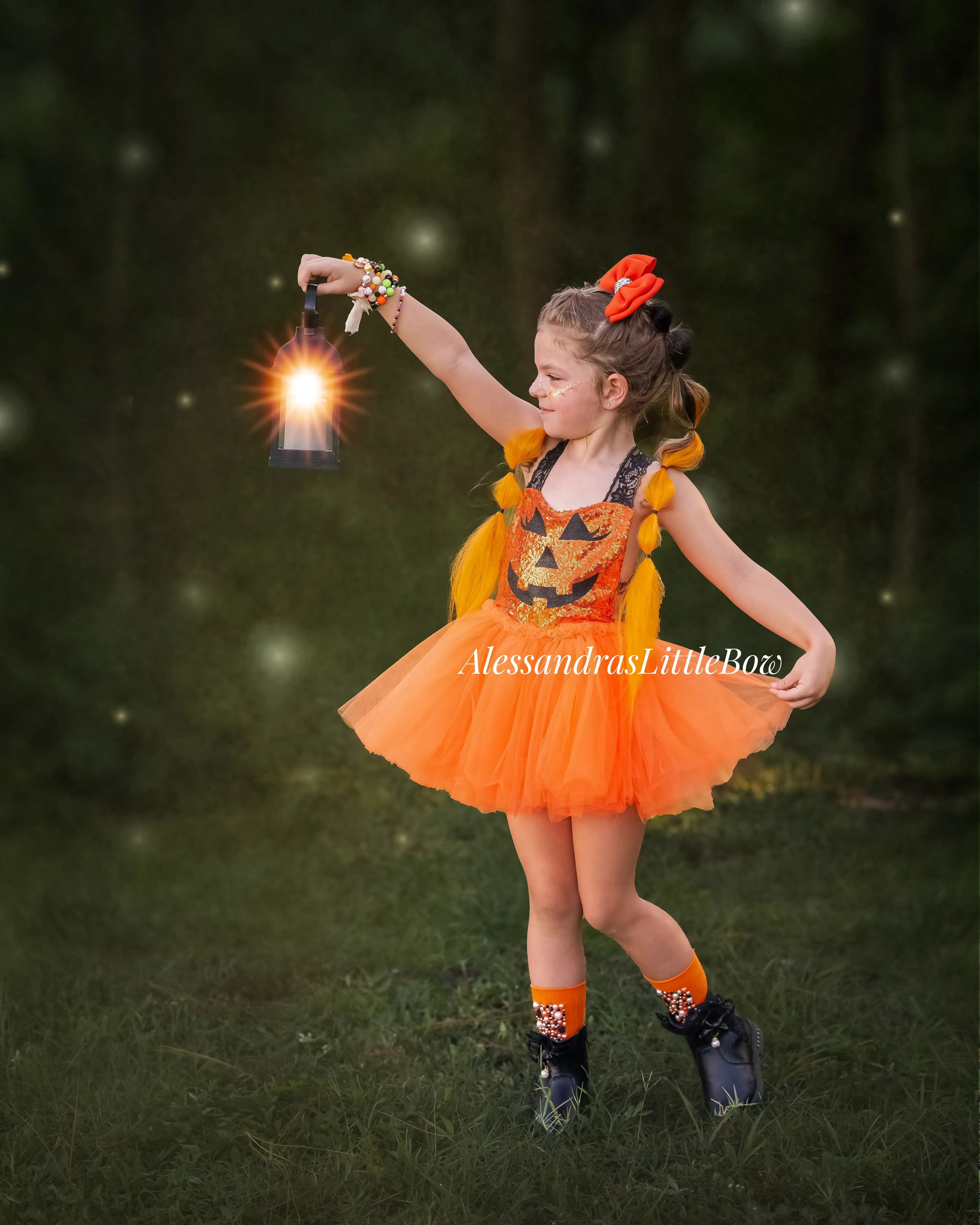 Orange Pumpkin Tutu Romper