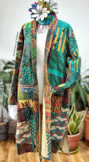 PATCHWORK FRIDA KANTHA COAT / DUSTER SIZE M (OF126)