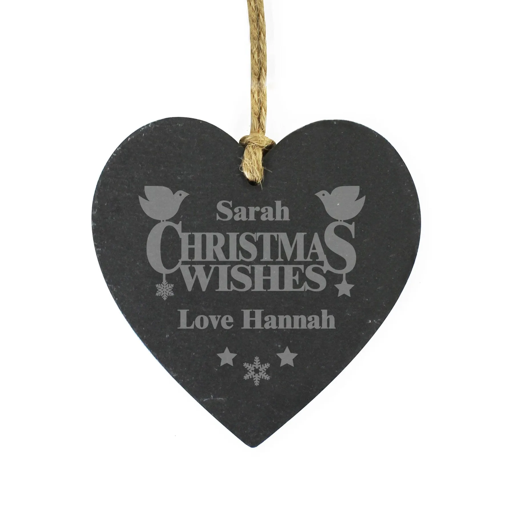 Personalised Christmas Wishes Slate Heart Decoration