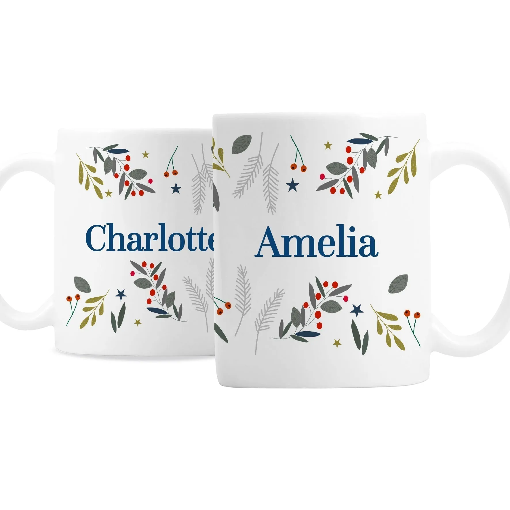 Personalised Festive Christmas Mug Set