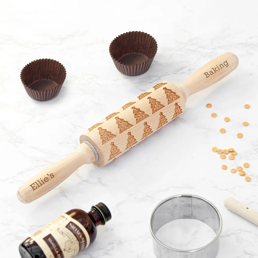 Personalised Kids Christmas Tree Dough Decorating Rolling Pin