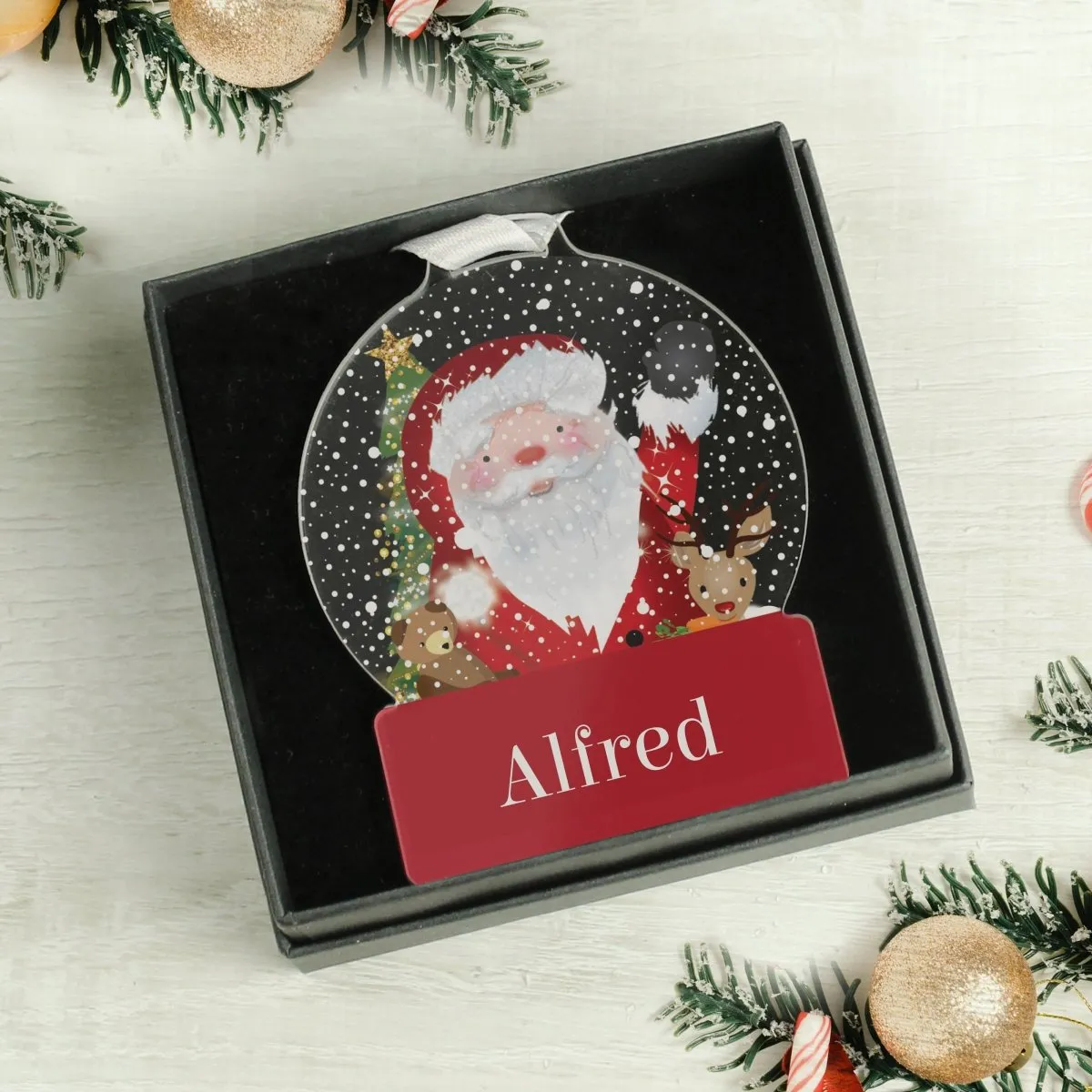 Personalised Santa Acrylic Snowglobe Decoration