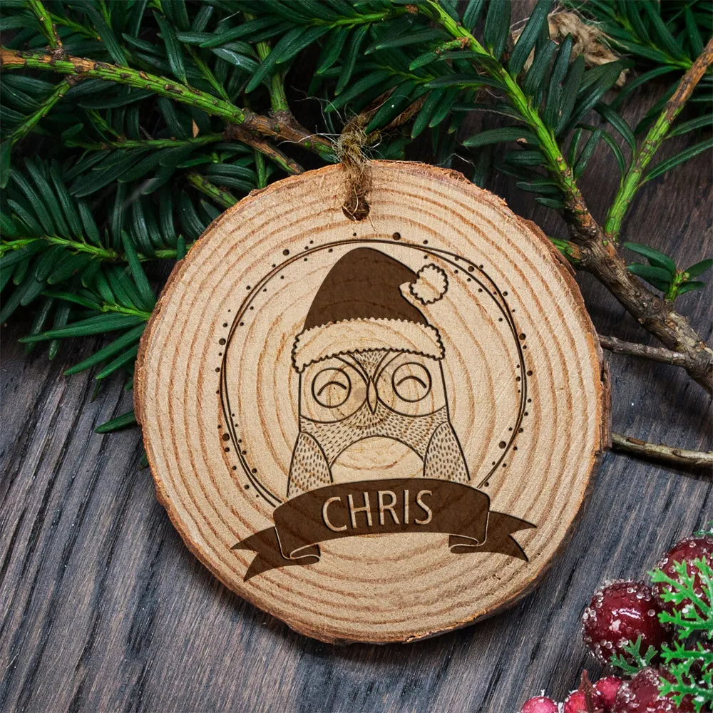 Personalised Woodland Owl Christmas Tree Decoration