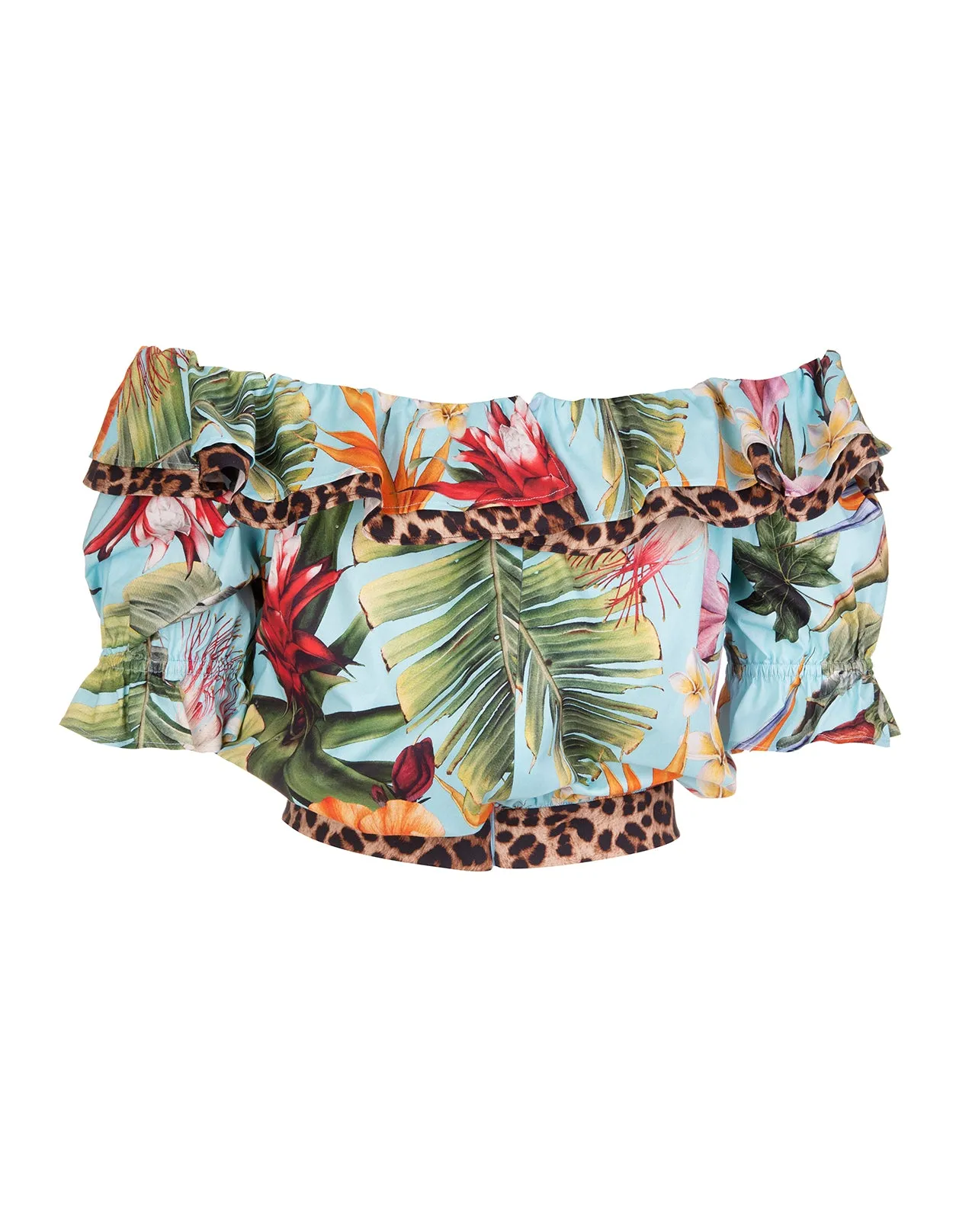 Philipp Plein Tropical-Print Off-Shoulder Top