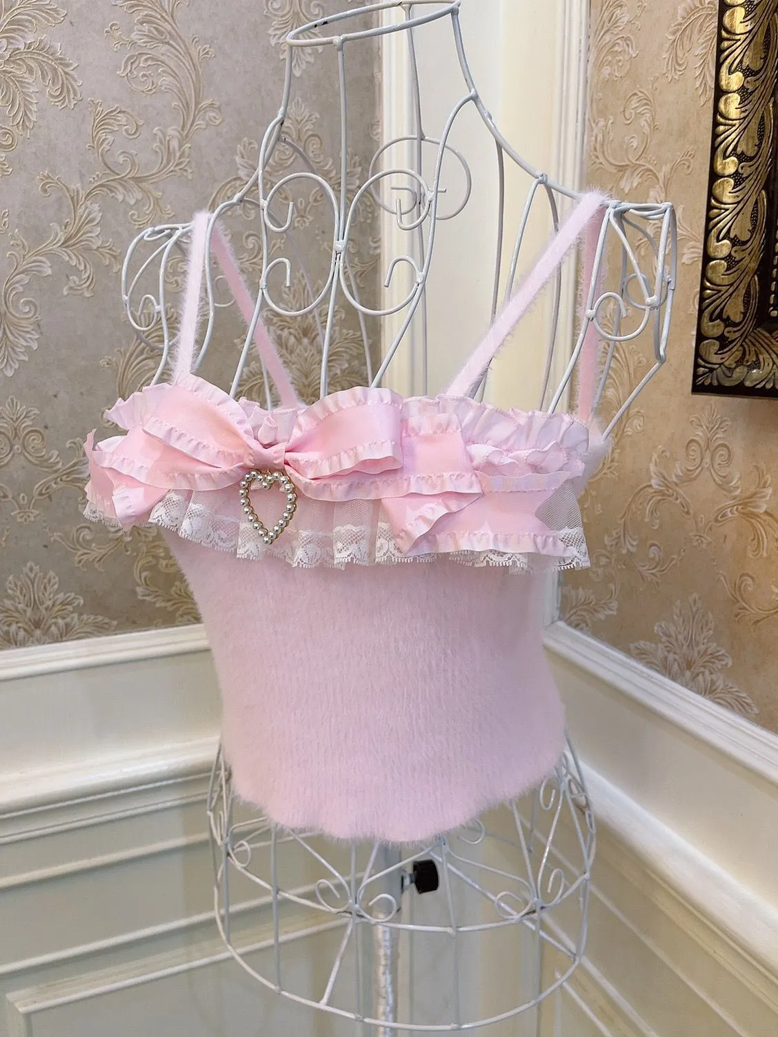 Pink Sweater Cardigan With Bow Short Sling Suit MK18732