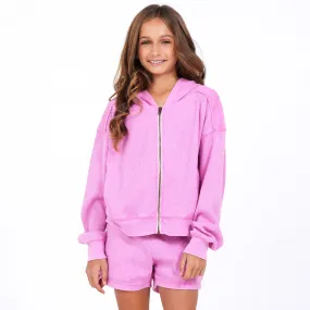 pink Thermal Full Zip Hoodie