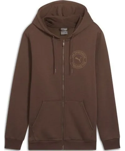 PUMA Tonal Graphic Men's Full-Zip Hoodie in Espresso Brown