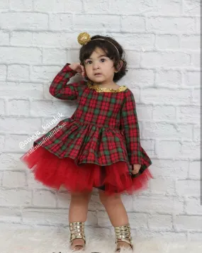 Red and Green Christmas Plaid Couture Dress